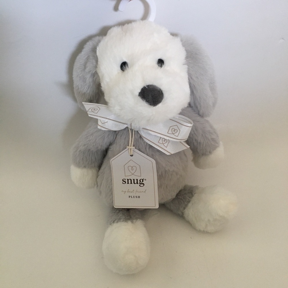 NEW Snug 12” Plush Puppy Dog Soft Baby Toy Gray Stuffed Animal Baby Gift